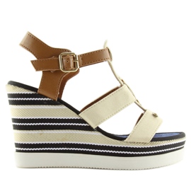 Sandales compensées beiges YQ05 Beige