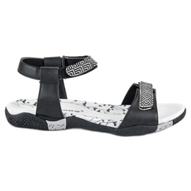 Hasby Sandales Plates Avec Velcro le noir