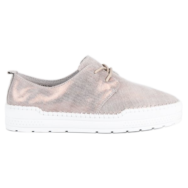 Filippo Chaussures en cuir nouées gris