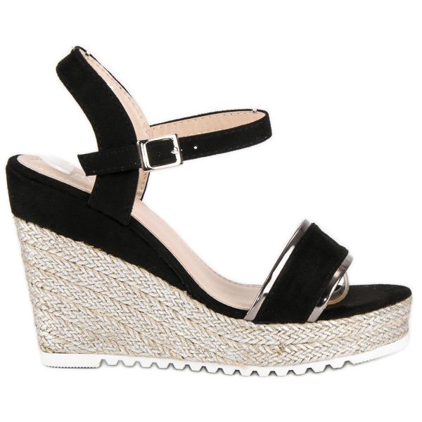 Erynn Espadrilles compensées confortables le noir gris