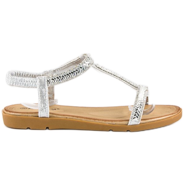 Fama Sandales argentées à élastique gris