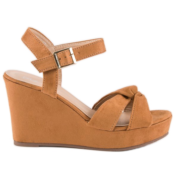 Bello Star Sandales compensées marron brun multicolore