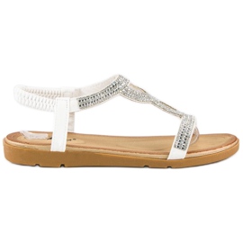 Fama Sandales plates avec zircons cubiques blanc