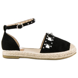 Sandales espadrilles plates noir