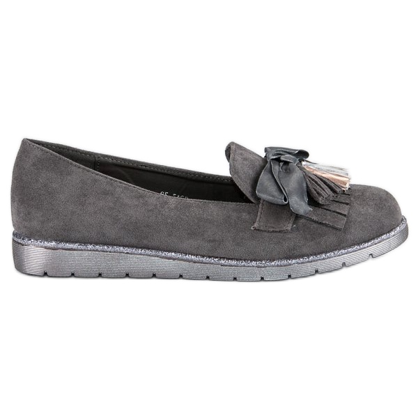 Bestelle Mocassins en daim à franges gris