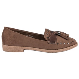 Mocassins marron à franges brun