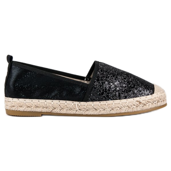 Coura Espadrilles noires à paillettes le noir