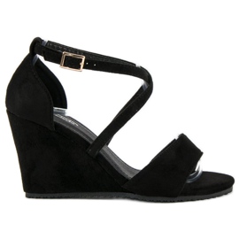 Sandales en daim noir le noir