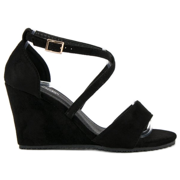 Sandales en daim noir le noir