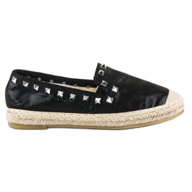 Forever Folie Espadrilles noires à clous le noir