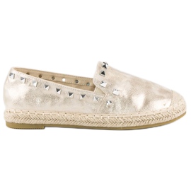 Forever Folie Espadrilles dorées à clous d'or