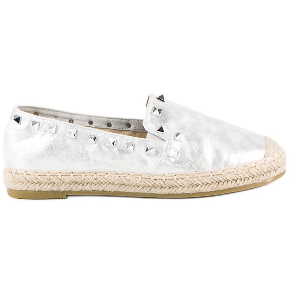 Forever Folie Espadrilles argentées à clous gris