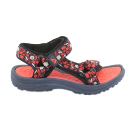 Sandales American Club 8122 insert en mousse bleu marine orange