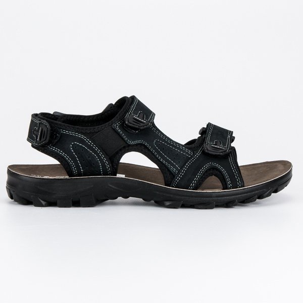 Hasby Sandales en cuir pour hommes le noir