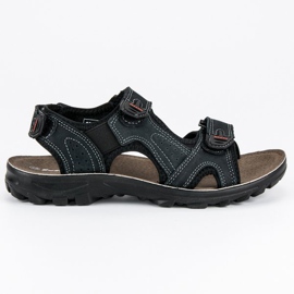 Hasby Sandales en cuir pour garçons le noir