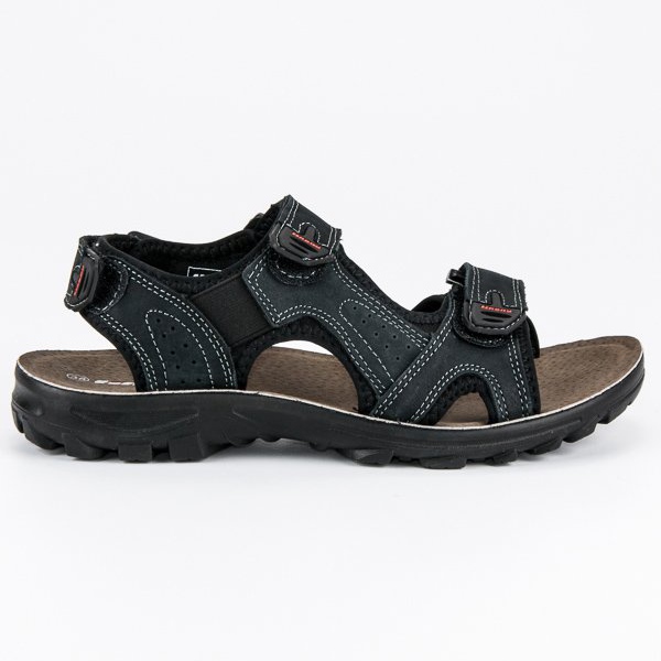 Hasby Sandales en cuir pour garçons le noir