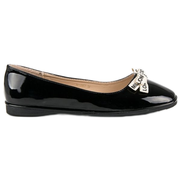 Ideal Shoes Ballerines laquées noires le noir