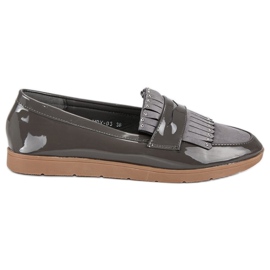 Mocassins laqués gris