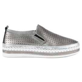 Baskets Vinceza en cuir gris