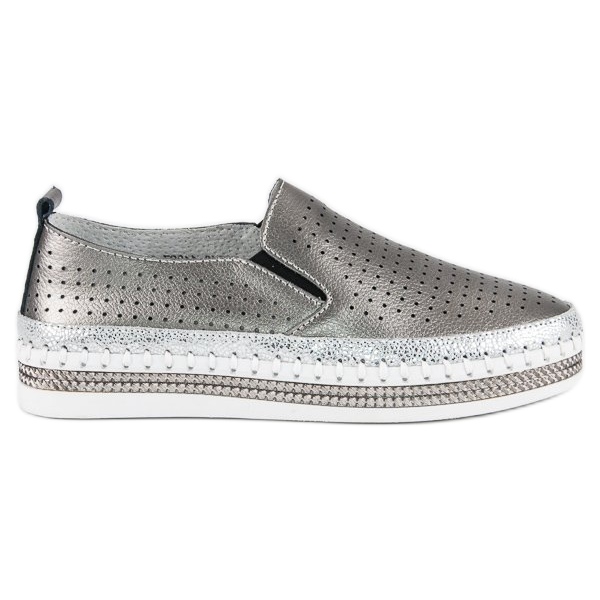 Baskets Vinceza en cuir gris