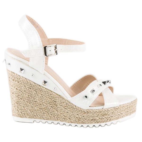 Bello Star Espadrilles compensées avec strass blanche Bello Star Espadrilles compensées avec strass blanche