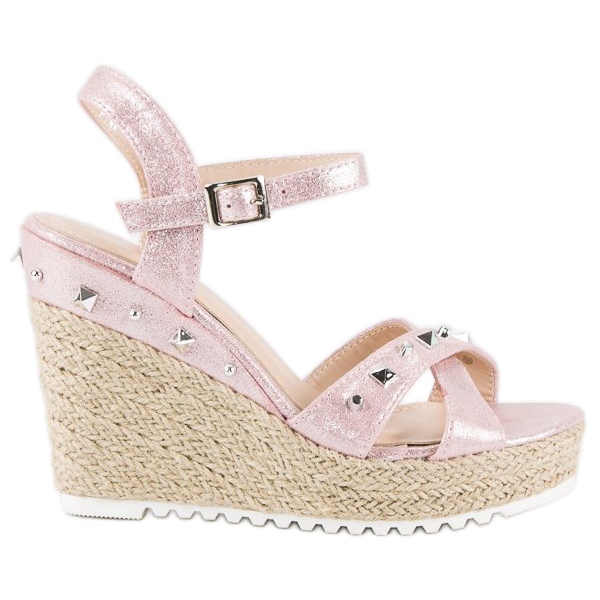 Bello Star Espadrilles compensées avec strass rose