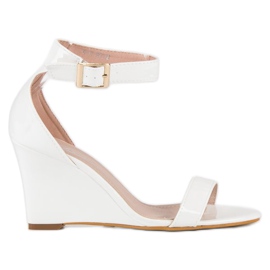 Sandales compensées laquées blanc