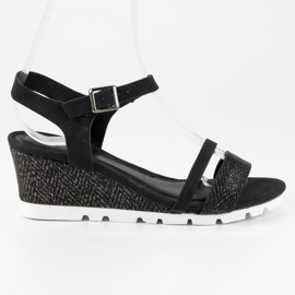 Ideal Shoes Sandales compensées noires le noir