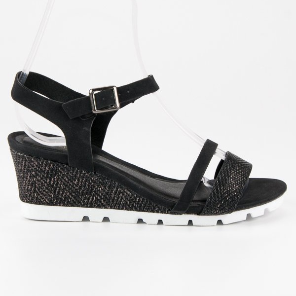 Ideal Shoes Sandales compensées noires le noir