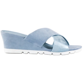 Ideal Shoes Chaussons compensés bleus Ideal Shoes Chaussons compensés bleus