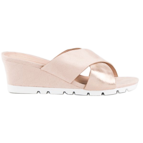 Ideal Shoes Chaussons compensés roses