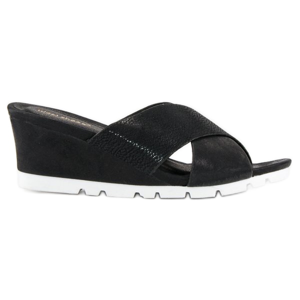 Ideal Shoes Chaussons compensés noirs le noir