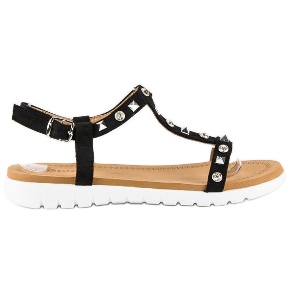 Bestelle Sandales plates confortables le noir