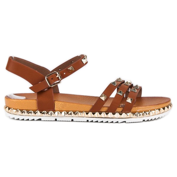Anesia Paris Sandales plates Rock brun