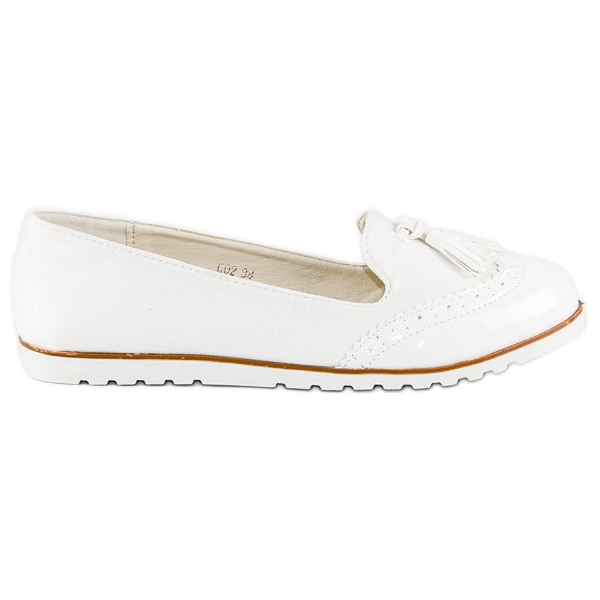 Super Me Mocassins Blancs À Franges blanche