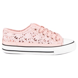 Baskets en dentelle rose