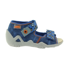 Sandales Befado 250p empiècement cuir bleu orange