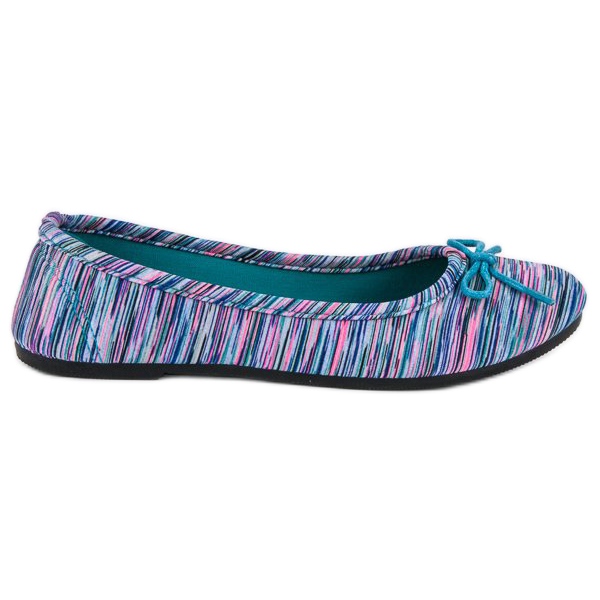 McKey Ballerine côtelée textile bleu rose