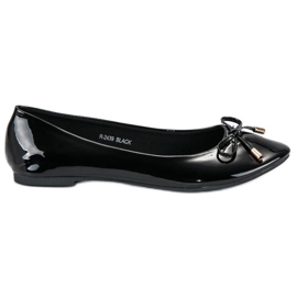 Ideal Shoes Ballerines laquées noires le noir