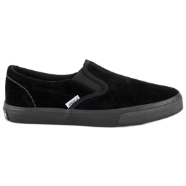 Andy Z Slipons en daim noir le noir