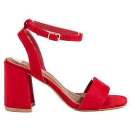 Sandales en daim rouge