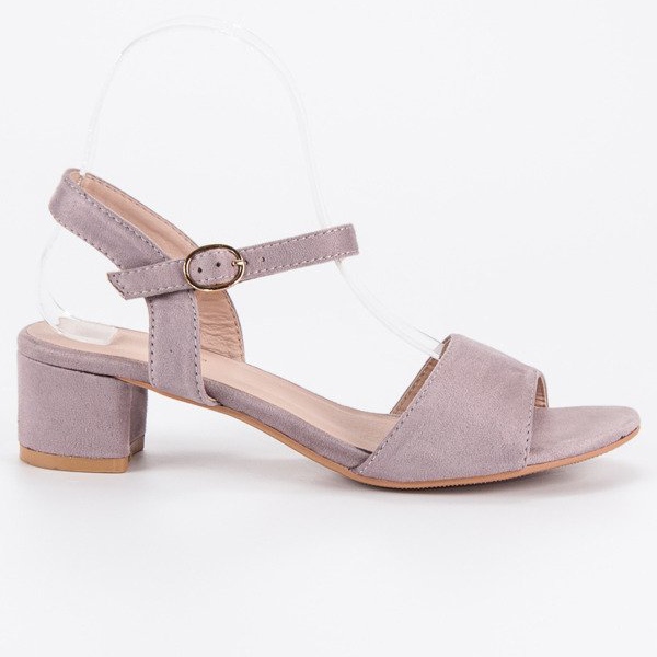 Ideal Shoes Sandales petit talon en daim violet