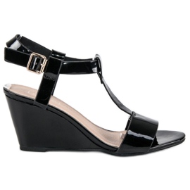 Filippo Sandales compensées laquées noir