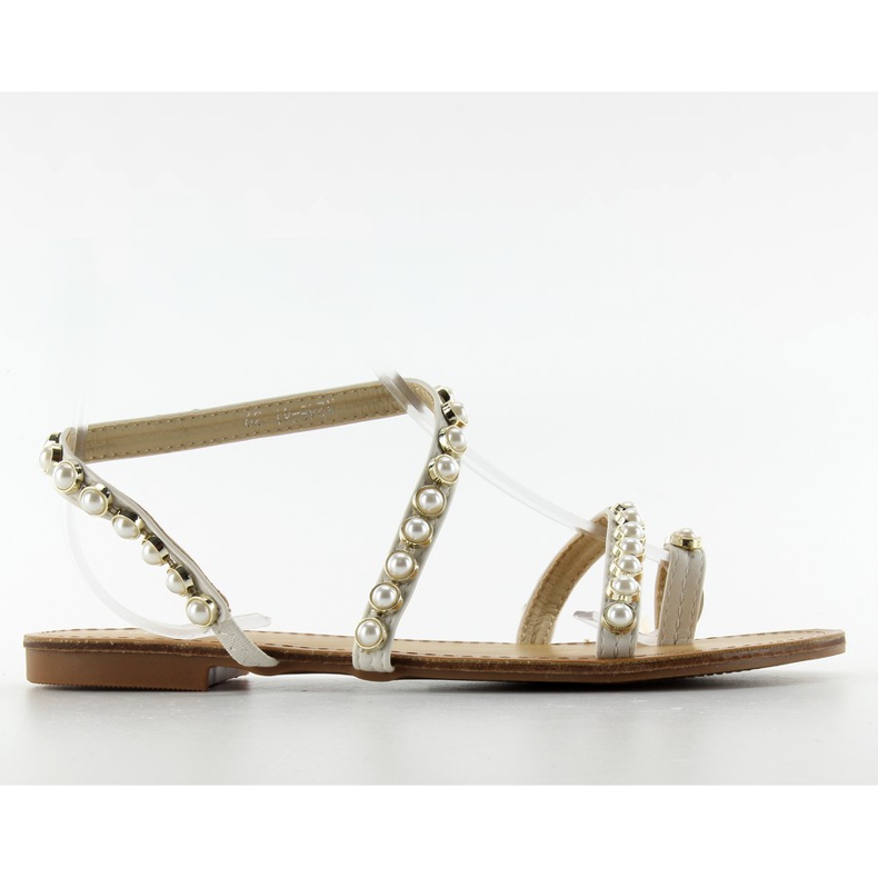 Sandales asymétriques avec 1248 perles blanche