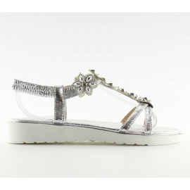 Sandales confortables à fleurs, argent 127-58 Argent gris