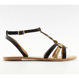 Sandales pour femmes or brillant noir 758 noir le noir