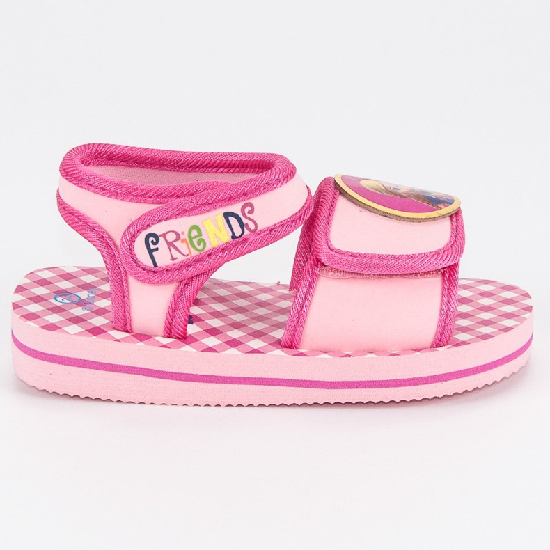 Sandales avec navet, ours en peluche et cheveux dorés rose