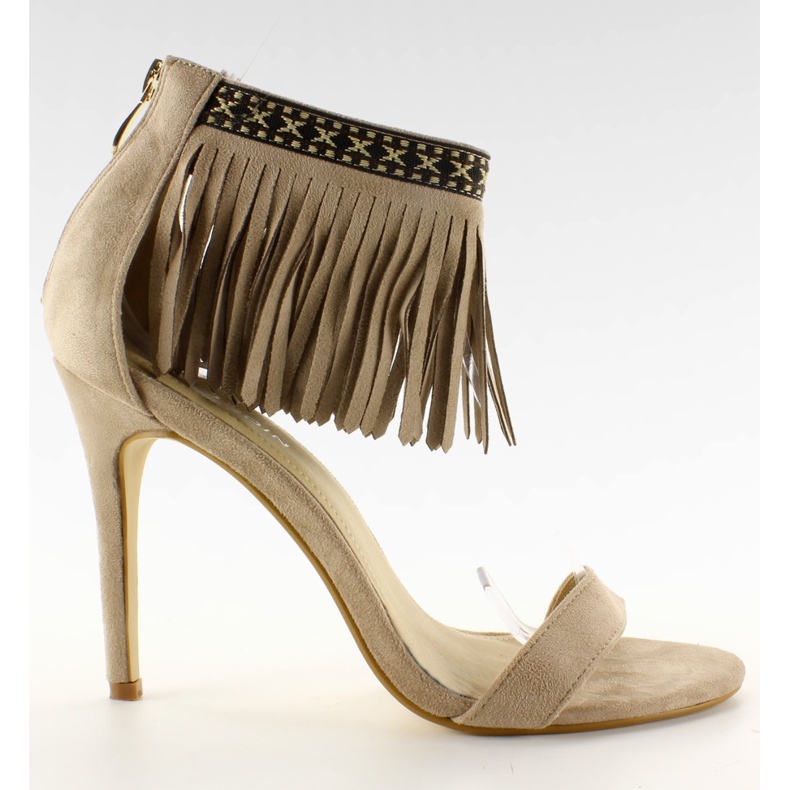 Sandales motif ethnique à franges GD-16-5247 Beige