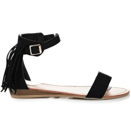 Abloom Sandales en daim à franges noir