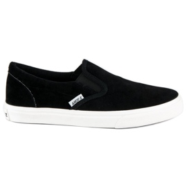 Andy Z Slipons en daim noir le noir